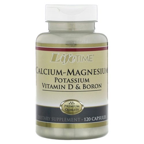 LifeTime Vitamins, Кальций и магний, калий, витамин D и бор, 120 капсул