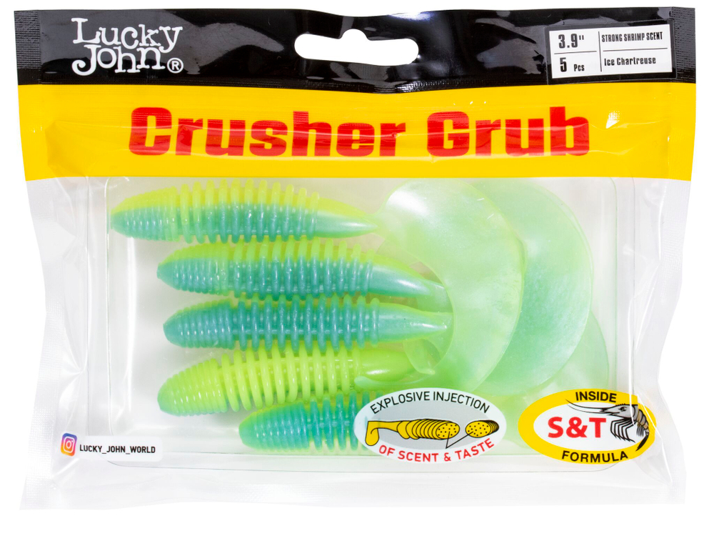 Твистеры съедоб. искусст. LJ Pro Series CRUSHER GRUB 3,9in (09.90)/T57 5шт.