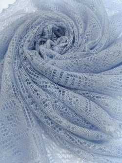 Оренбургский пуховый платок-паутинка А110-04 голубой