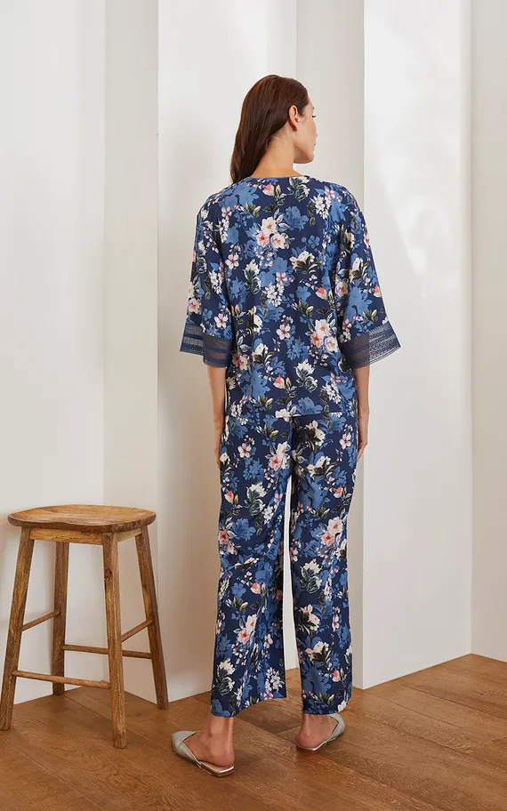 Рубашка 56414 Синий цветы