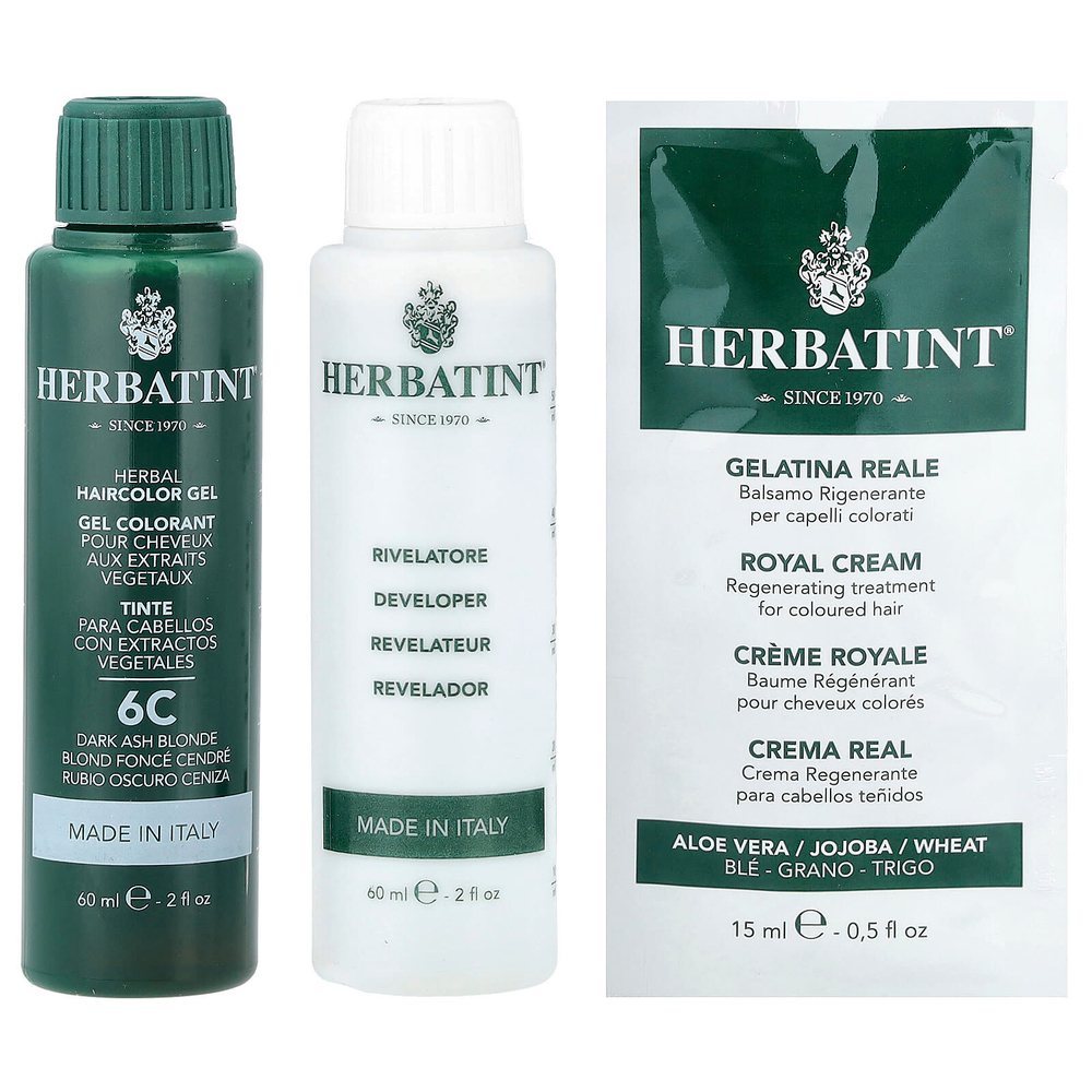Herbatint, Стойкая гель-краска для волос, 6C, темно-пепельный блонд, 135 мл (4,56 жидк. Унции)