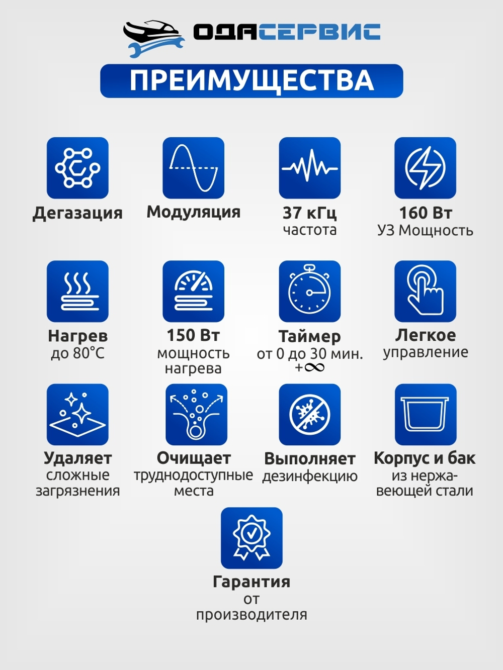 Ультразвуковая ванна с аналоговым управлением, подогревом, дегазацией и модуляцией 3 л ОДА Сервис ODA-DS30
