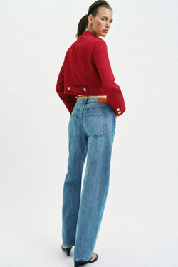 ZARA УКОРОЧЕННАЯ КУРТКА С ПУГОВИЦАМИ, КРАСНЫЙ