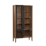 Шкаф для посуды «Бридж» широкий с 4-мя стеклянными дверями браун/серый 7012