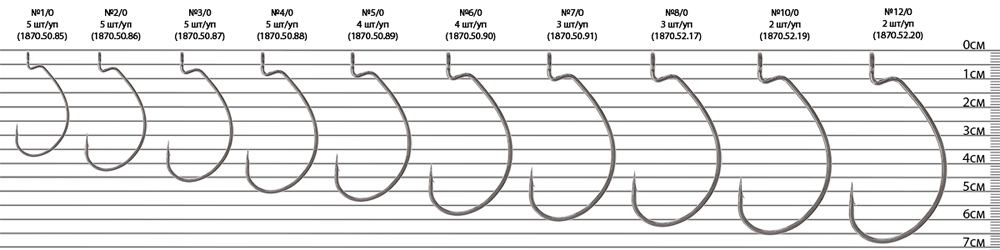 Крючки Select офсетные WH-93 #6/0 (4шт в упаковке)