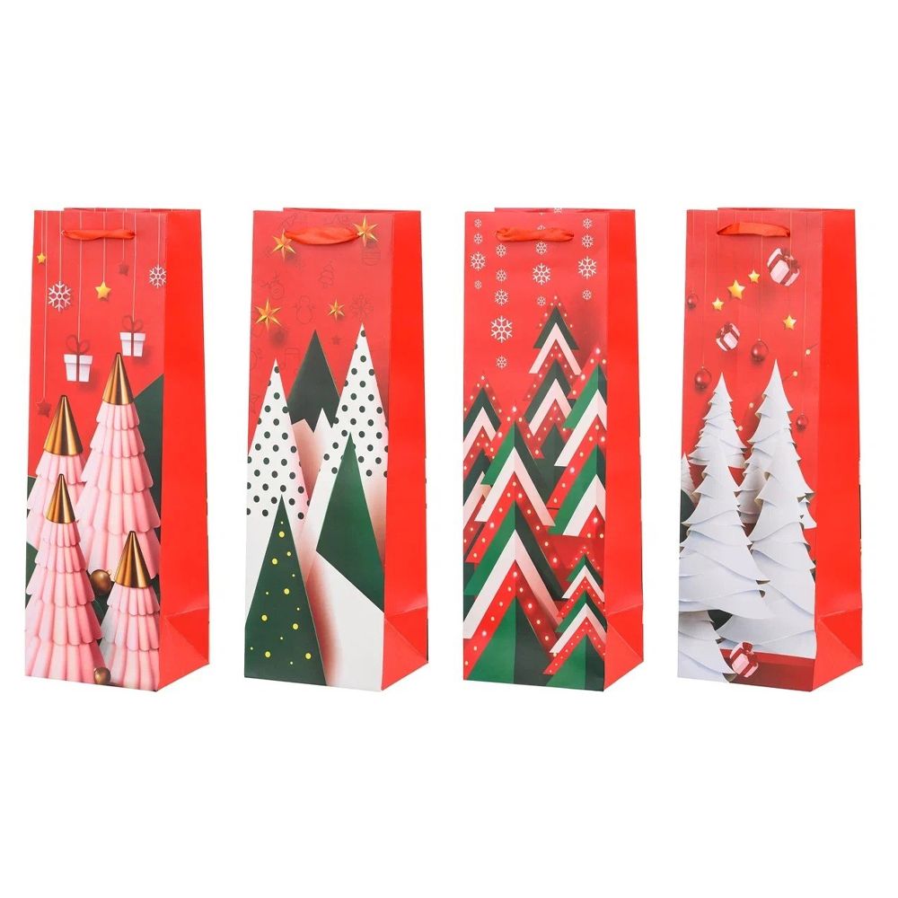 Подарочный пакет Basir, серия &quot;Зима&quot;, глянцевый, цветной с рисунком ассорти, размер 12*36*10 см