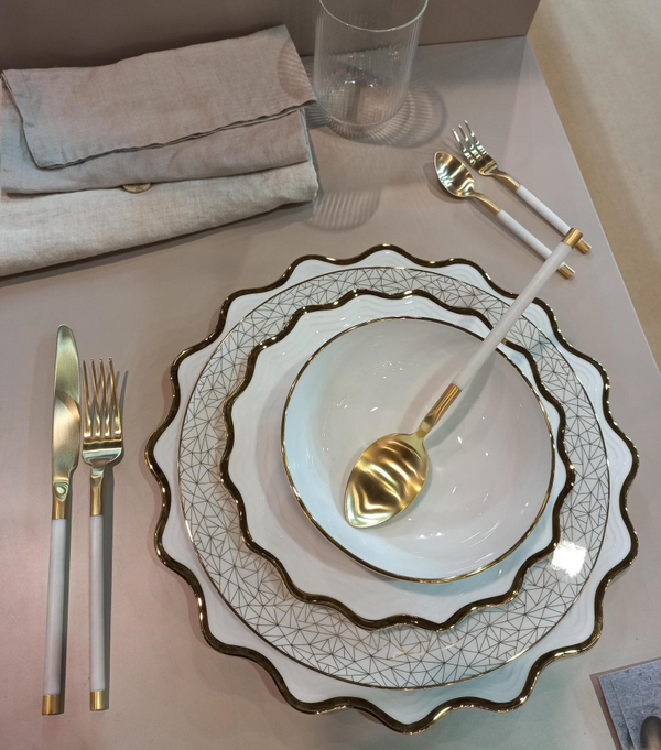 Набор VOGUE MAT IVORY GOLD117 столовые Herdmar Золотой / Кремовый
