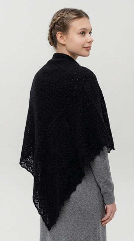 Оренбургский пуховый платок П4-120-07 черный