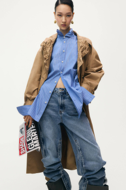 H&M - Glenn Martens Широкие джинсы с разрезами по бокам, синий