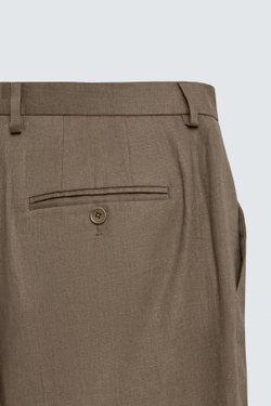 ZARA КОСТЮМНЫЕ БРЮКИ ИЗ 100% ЛЬНА, СЕРО-КОРИЧНЕВЫЙ МЕЛАНЖ