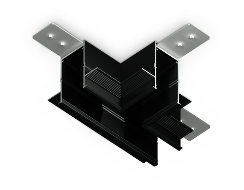 Коннектор Т-образный для встраиваемого шинопровода под ГКЛ 12,6мм Magnetic 220V GL1042 BK черный 110*80*47 (соединители в комплекте)