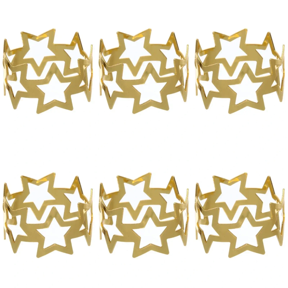 Набор колец для салфеток 6шт «Звезды» 4*3см, золото