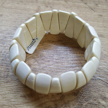 Браслет Заборчик, дерево, цвет молочный, ширина 27 мм