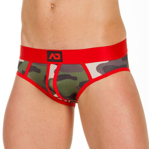 Трусы мужские брифы-джоки камуфляжные с красной резинкой ADDICTED