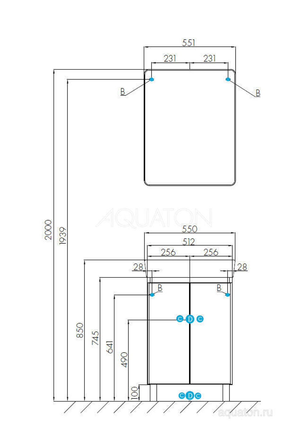 Тумба под раковину AQUATON Скай PRO 50 белый глянец 1A238001SY010
