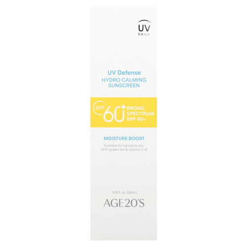 AGE20'S, UV Defense, увлажняющее, успокаивающее солнцезащитное средство, SPF 60+, 50 мл (1,69 жидк. Унции)