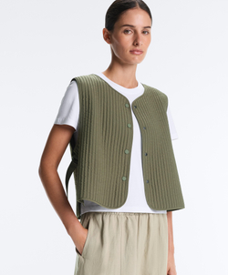 OYSHO Тонкий стеганый нейлоновый жилет, хаки