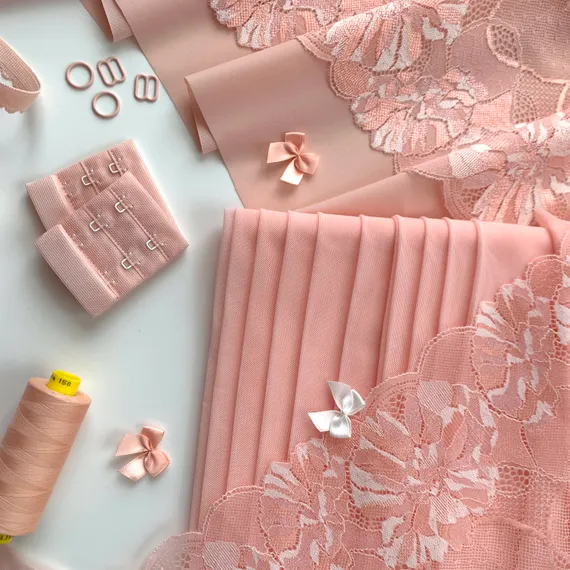 Кружево эластичное персиково-розовое 22 см, Китай