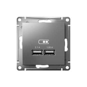 Розетка USB AtlasDesign тип A+A 5В 1х2.1А 2х1.05А механизм сталь SE ATN000933