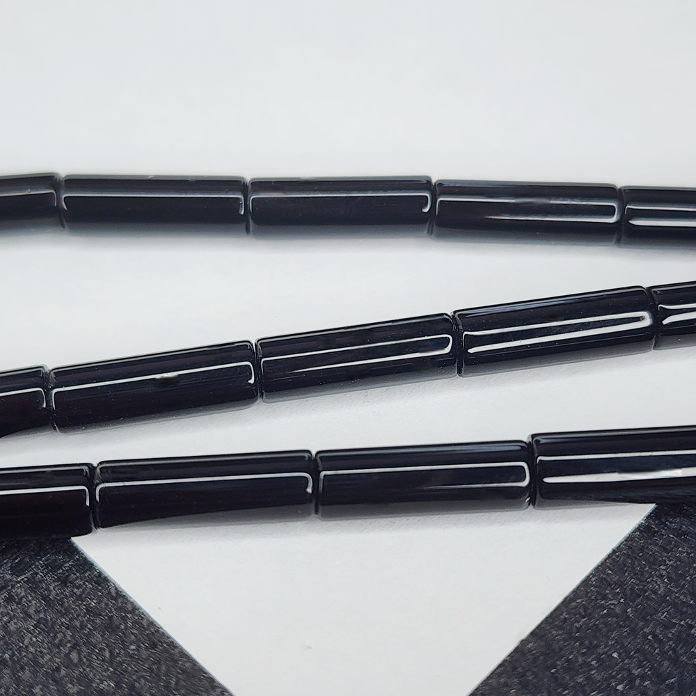 Агат черный, черный оникс, трубочка, цилиндр, р-р 13×4мм, штучно