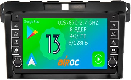 Магнитола для Mazda CX-7 2006-2012 - Airoc AB-2402 (кнопки и крутилки), Android 13, TS20, 6/128Гб, SIM-слот, CarPlay