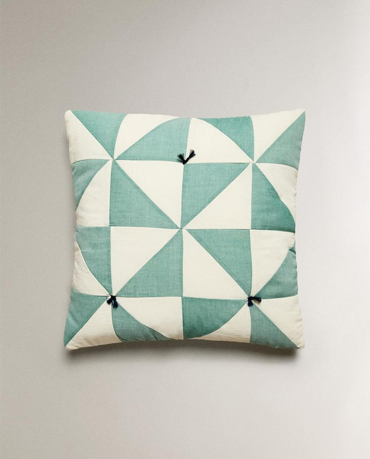 ZARA HOME ДЕТСКАЯ СТЕГАНАЯ НАВОЛОЧКА, ЗЕЛЕНЫЙ