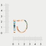 Серьги золотые с лондон топазом и фианитами из розового золота 585 пробы для женщин (арт. с3908V52)