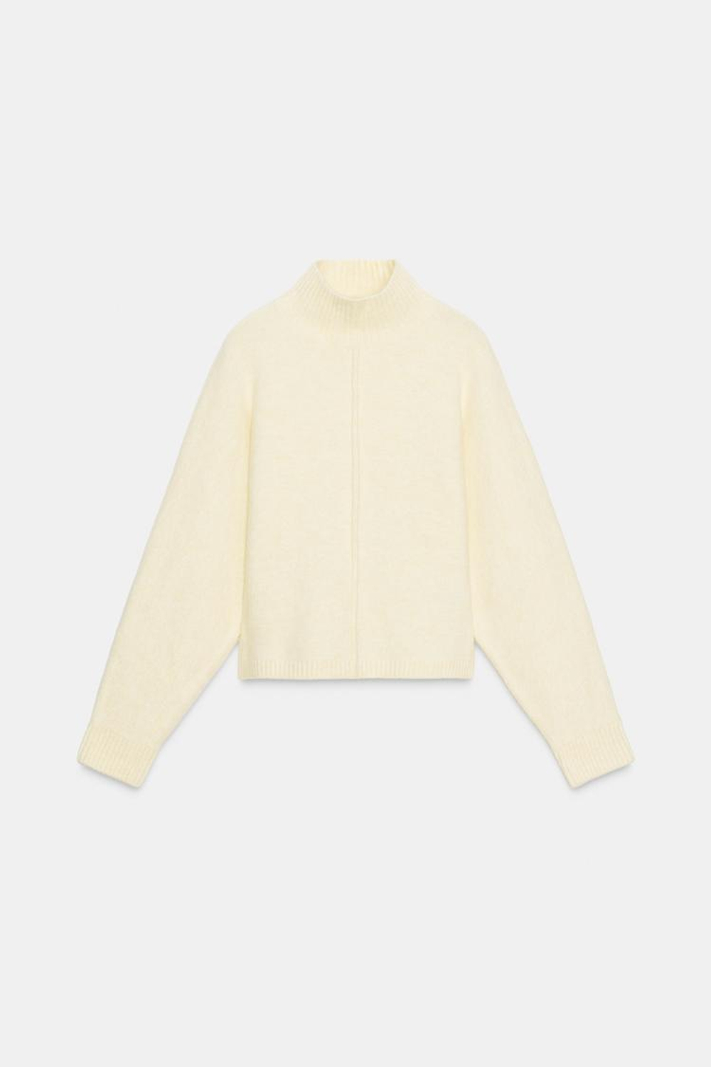 ZARA МЯГКИЙ СВИТЕР С ВЫСОКИМ ВОРОТНИКОМ, ЖЕЛТОВАТО-БЕЛЫЙ