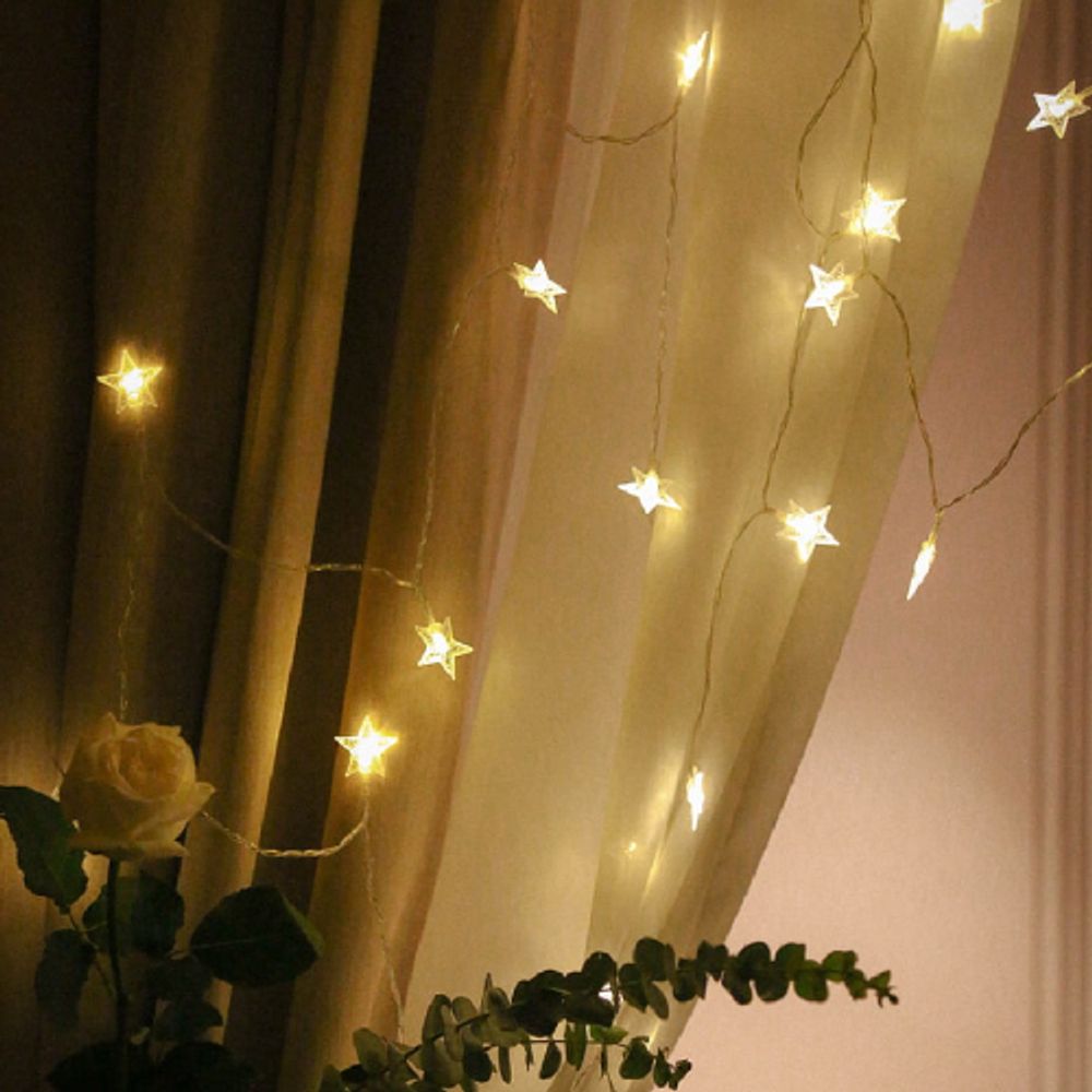 Светодиодная новогодняя гирлянда ЭРА ENIZ-64W Звездочки 1,2*1,3 м теплый белый 64LED IP20 | Гирлянды