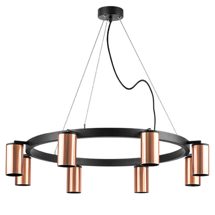 LR018308 Люстра RULLO 8х50W GU10 ЧЕРНЫЙ/МЕДЬ (571018+214430-8)