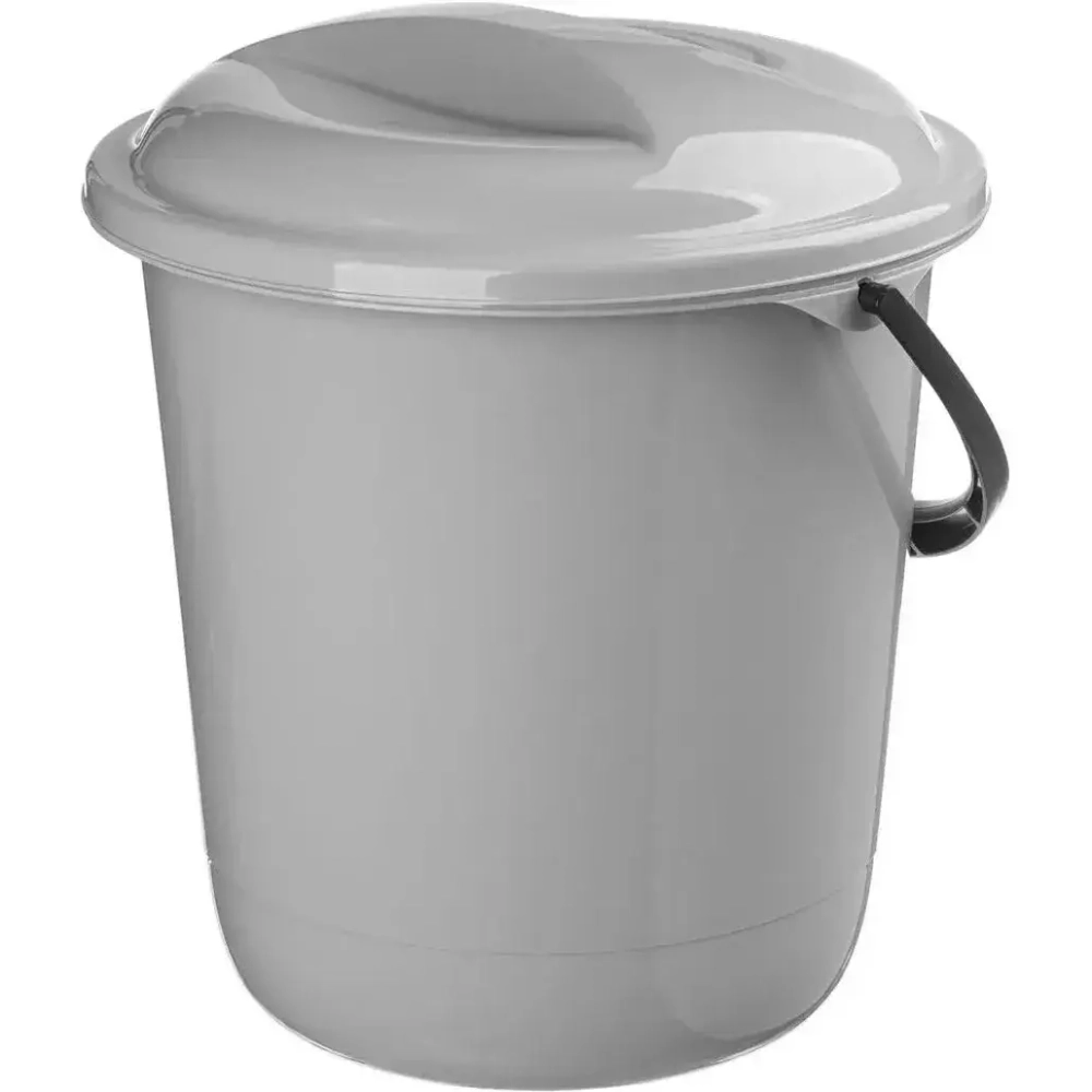 Ведро Etna круглое 10л с крышкой (серый)