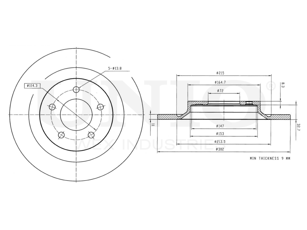 Диск тормозной задний UNIO BRD-20481