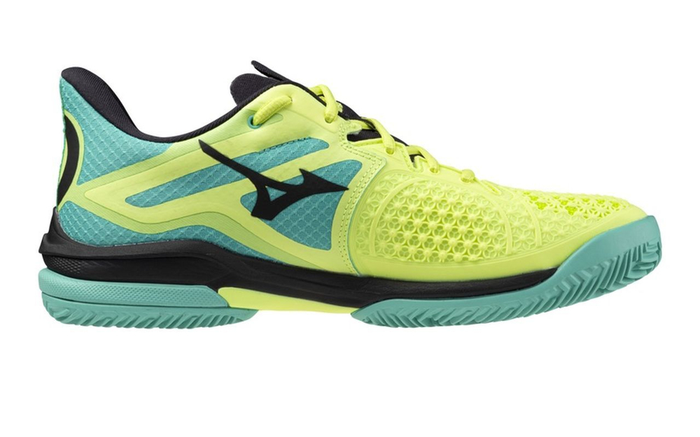 Мужские кроссовки теннисные Mizuno Wave Exceed Tour 6 CC - зеленый, желтый