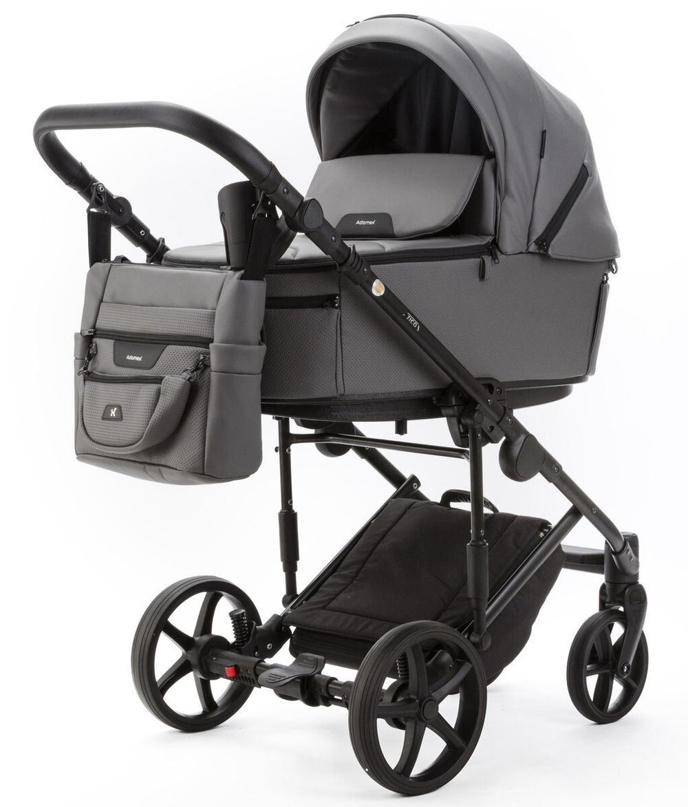 Детская коляска Adamex Zico Deluxe New 3 в 1 ZN-SA04 СЕРАЯ КОЖА