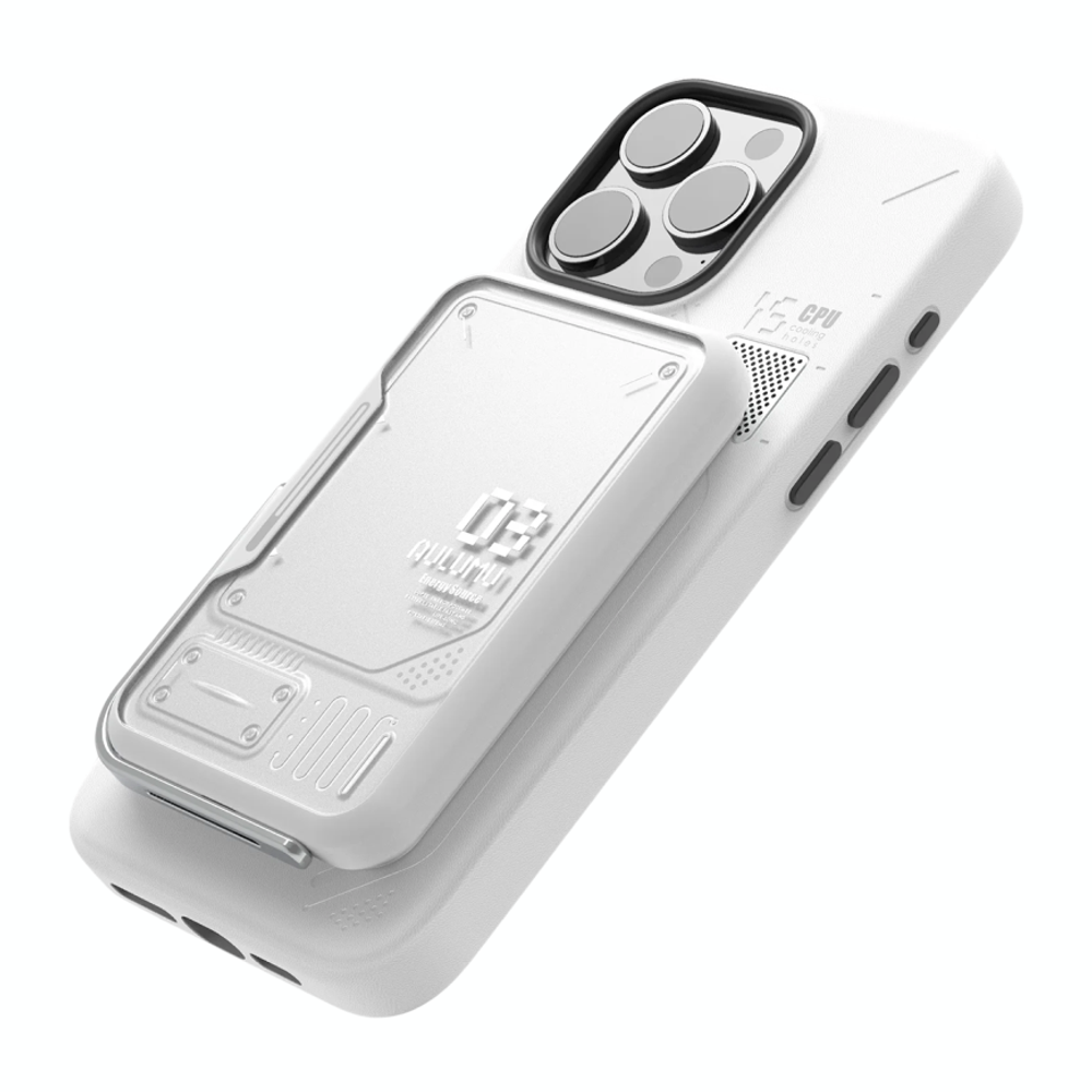 Внешний аккумулятор MagSafe с подставкой Aulumu M03 Battery Pack (3500 мА·ч) Внешний аккумулятор в футуристическом стиле | Беспроводная зарядка: Qi 5 Вт. Проводная зарядка: нет. Есть LED-индикация. Энергоёмкость — 12,95 Вт·ч