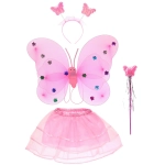 Карнавальный костюм «Звездная бабочка» (юбка,крылья,волшебная палочка,ободок), Розовый