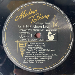 Винтажная виниловая пластинка LP Modern Talking, Let's Talk About Love The 2nd Album (Германия 1985) Cheri Cheri Lady
