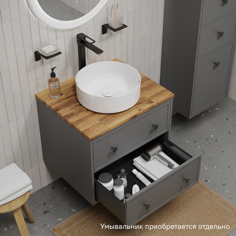 Тумба подвесная IDDIS Torr, под столешницу, 60 см, темно-серый, TOR60DBi95