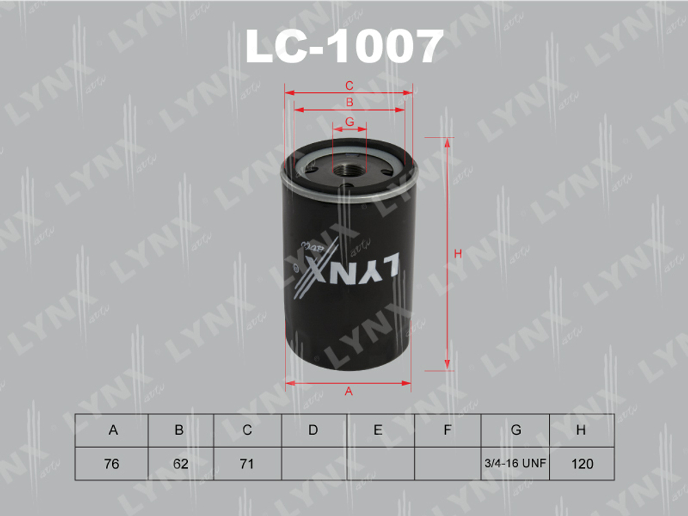 W719/30    LYNX      LC-1007 Фильтр масляный