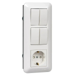 BLANCA С/У БЛОК: РОЗЕТКА с зазем.+ ВЫКЛ.2-клав.+ ВЫКЛ 2-клав, БЕЛЫЙ, розн.уп.