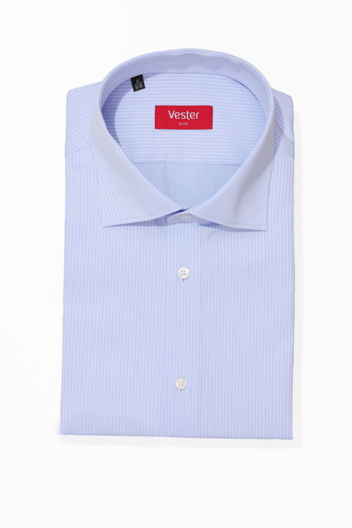 Сорочка мужская VESTER короткий рукав, цвет голубой, хлопок/пэ 72914 13