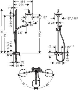 Душевая система Hansgrohe Croma Select E 2jet 27258400