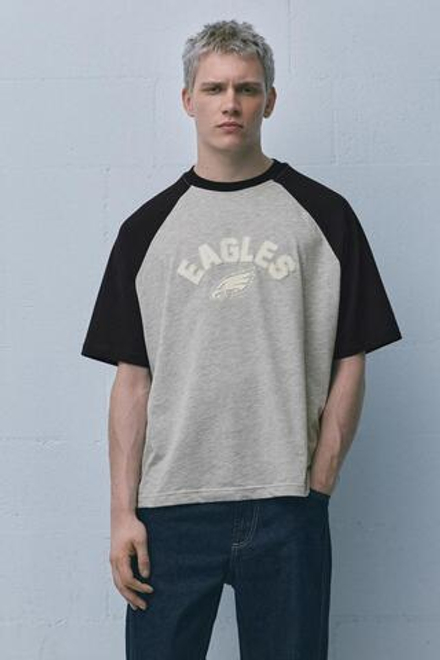 PULL&BEAR Футболка NFL Philadelphia Eagles, серый