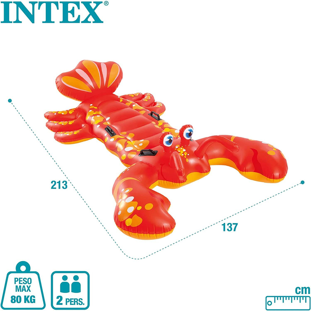 Плот надувной для плавания с ручками Intex Лобстер 213х137 см, красный, 57528
