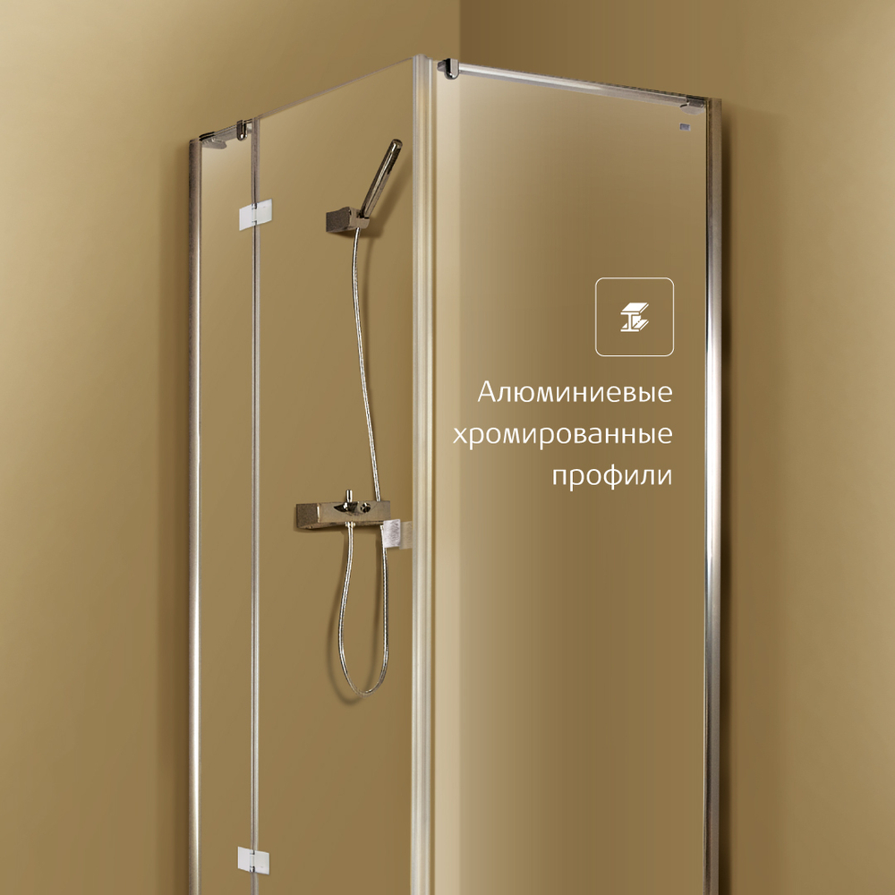 Дверь распашная Roca Metropolis 1200x1950, прозрачное стекло, профиль xром MP3412012M