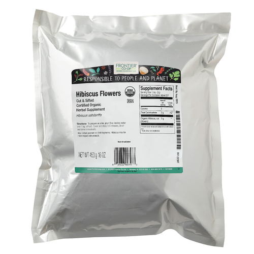 Frontier Co-op, органические нарезанные и просеянные цветки гибискуса, 453 г (16 унций)