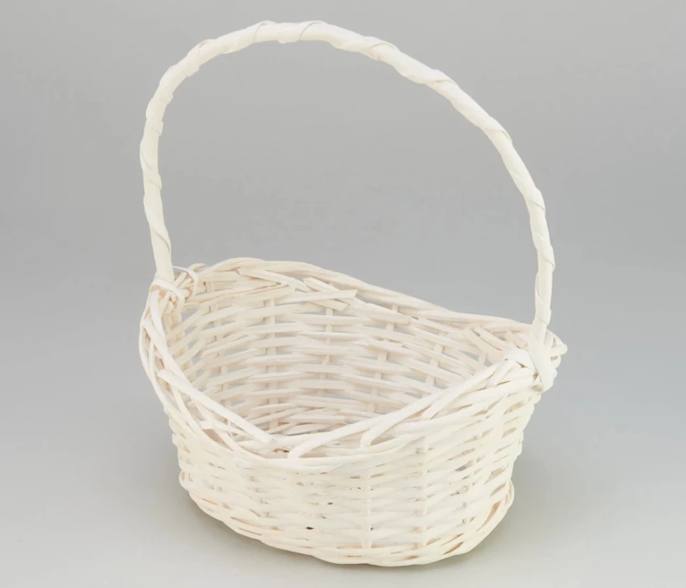 Корзина 28х21х13х32см Ива с ручкой (Белый)