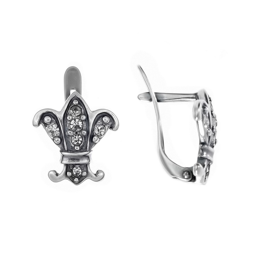 "Лилия" серьги в серебряном покрытии из коллекции "Классика" от Jenavi  с английским замком