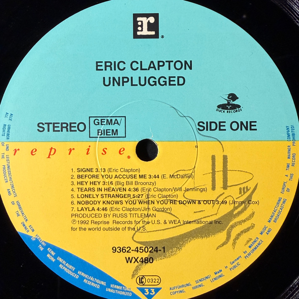 Eric Clapton ‎– Unplugged (Германия 1992г.)