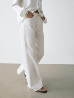 Massimo Dutti Джинсы с высокой талией и расклешенным кроем, белый